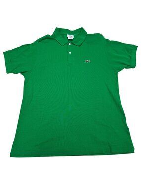 Lacoste Men's Green SS Polo Shirt 100% Cotton Classic Fit Iconic Logo, Size 6